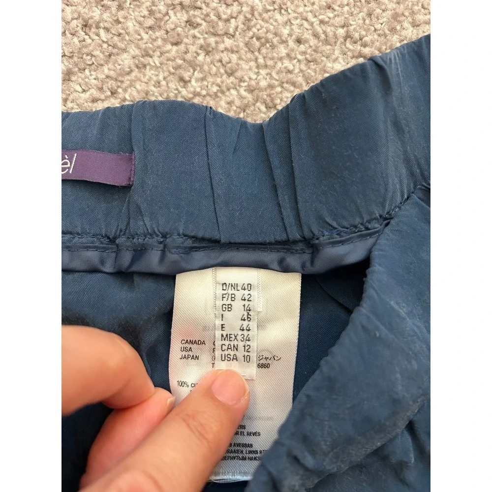 Laurel Cupro Tapered Trousers Womens Size‎ 10 Blue Excellent Elastic Waist Tie